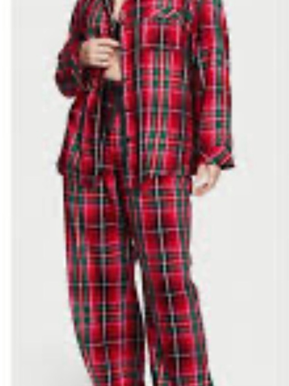 Victoria’s Secret tartan Red Green Plaid Pajama Set Holiday Sleepwear Sz XL